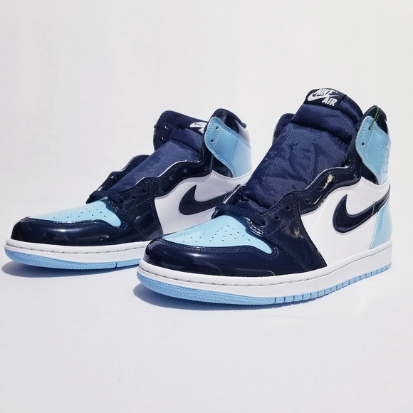 Size 9.5 (8m) - Jordan 1 Retro High - UNC Patent Blue Chill 2019 - Picture 2 of 11
